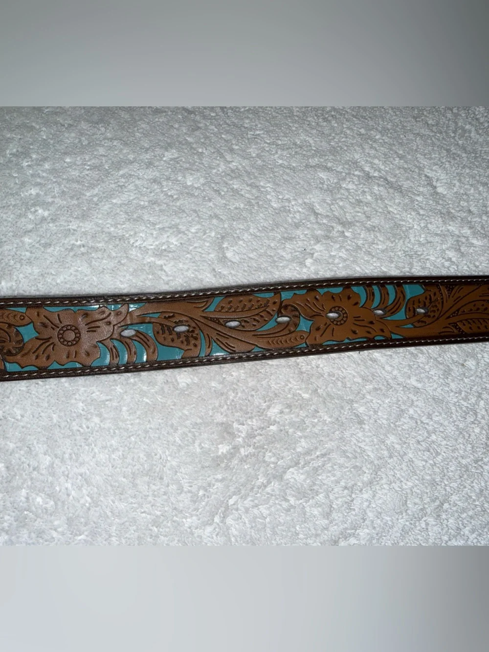 Turquoise Tooled Floral Western Belt with Silver Buckle Size 2X‎ NEW!